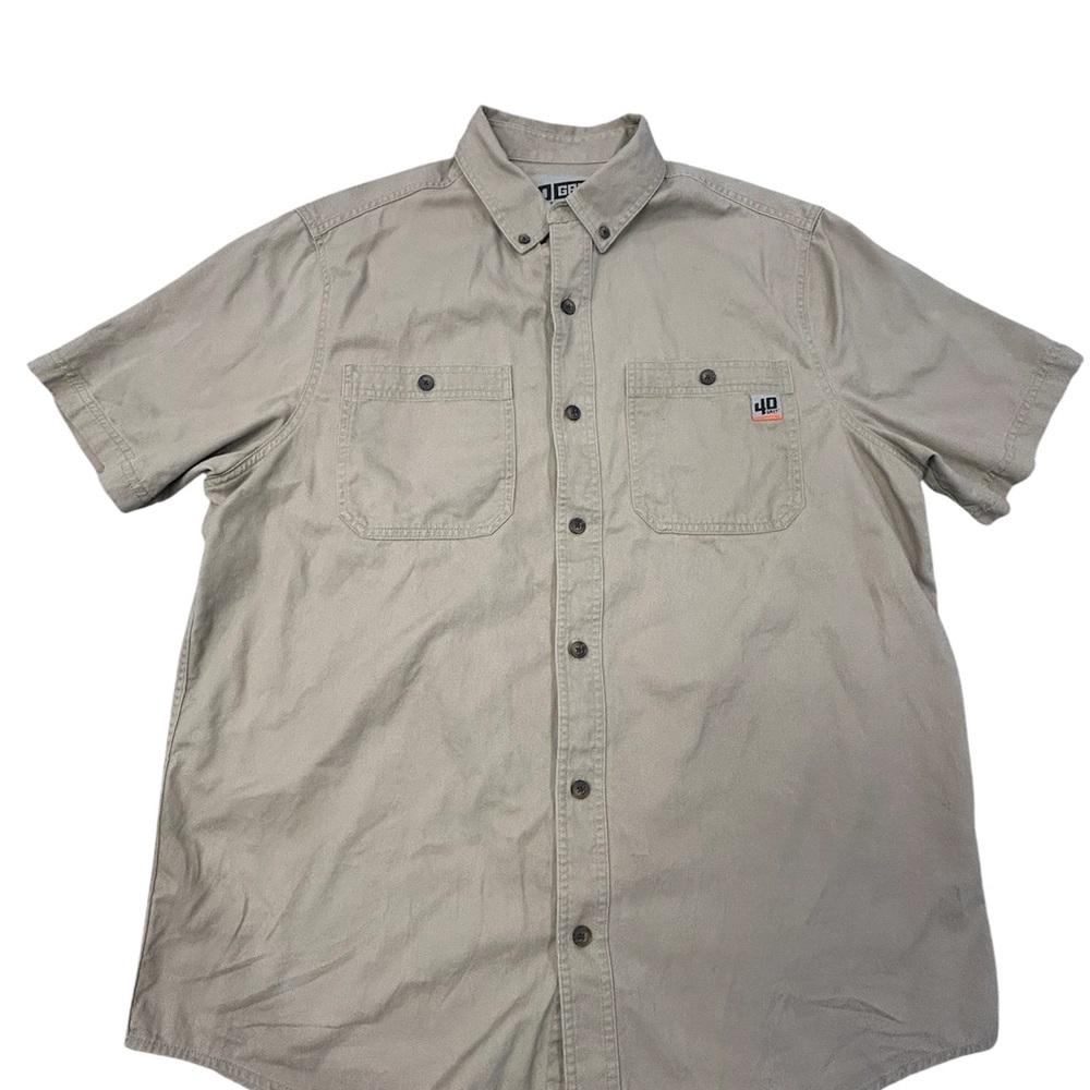 Duluth Trading Co 40 Grit Men's Khaki Casual‎ Button-Down Shirt Size Large